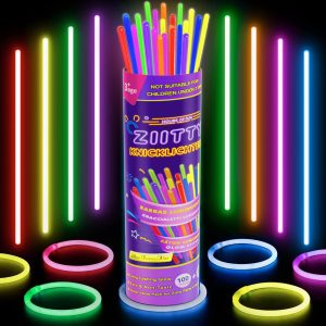 Ziitty 100 Bracelet Fluorescent Lumineux, Decoration Noël Accessoire, 7 Magnifiques Couleurs Bâton Lumineux, Accessoire Fluo, Loups et lunettes de fête Gadgets Néon pour...