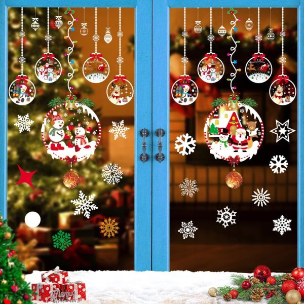 Autocollant Noël Fenêtre, Stickers Noel Fenetre Réutilisable Amovible Statique PVC Grand Autocollants pour Magasin Vitre Vitrine Porte, Hiver Decoration Noel Maison Interieur...