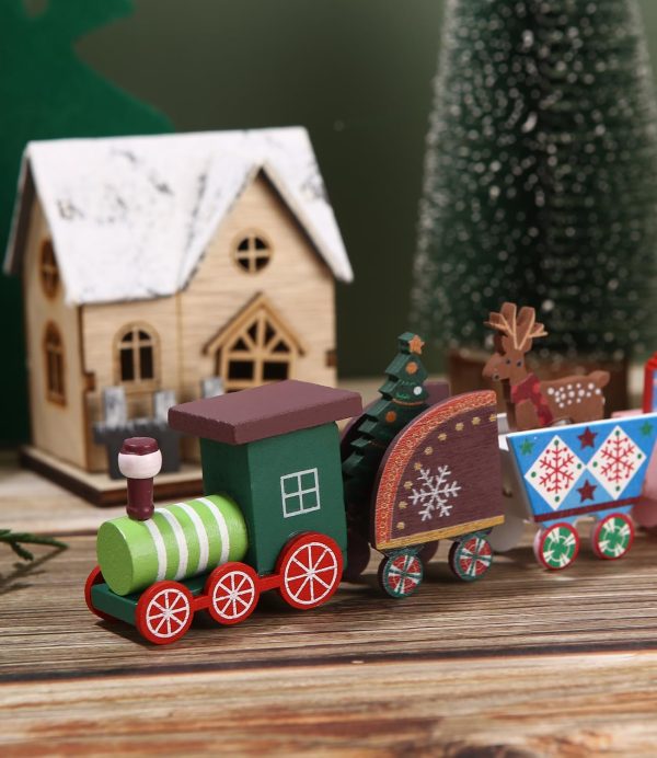 2pcs Train de Noël en Bois, Décoration de Noel, Mini Train en Bois, Noël Train Décoration, Décoration de Table de Noël, de Noël Décoration de Noël Jouet, décoration de Noel,...