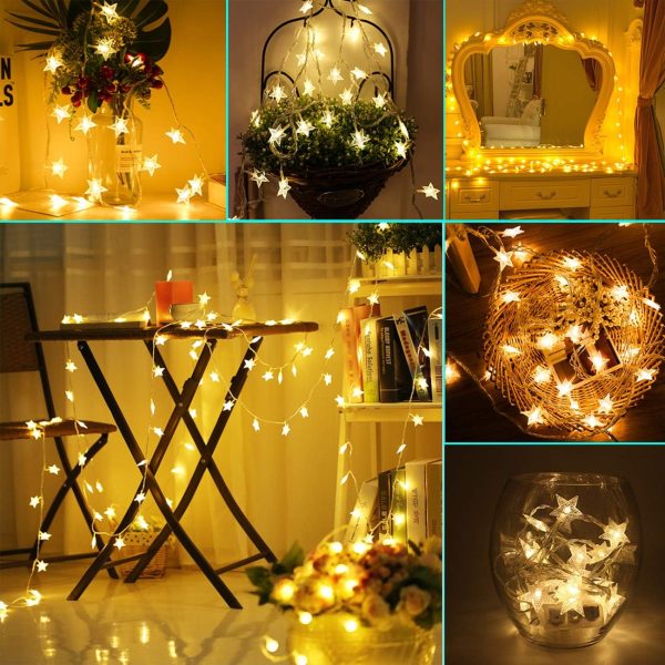 Guirlande lumineuse de flocon de neige, 6M 40 Pcs LED à piles fairy lights, Monochrom à deux modes et décoration brillante foudre pour,Noël Chambre Chambre intérieure et...