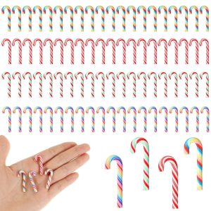 JIEYAO 80pcs Mini Cannes de Bonbon Décorations de Noël, Sapin de Noël DIY sans Trou Suspendus Cannes de Bonbon en Argile 3 cm Décorations d'arbre de Noël Petits Ornements de...