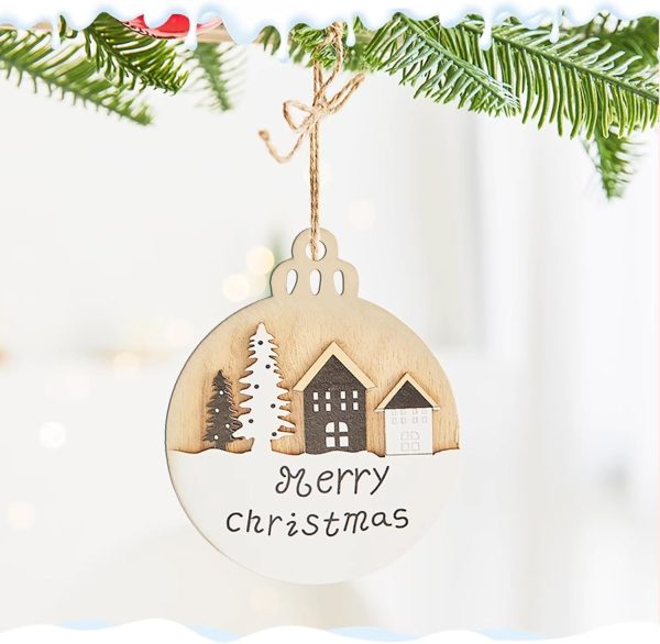 30 Pcs Decoration Noel Sapin Bois, Décorations de Noël Ornement Suspendu, Objets de Décoration de Noël Bois, Boule de Noël/Bottes de Noël/Arbre de Noël pour DIY Décorations...