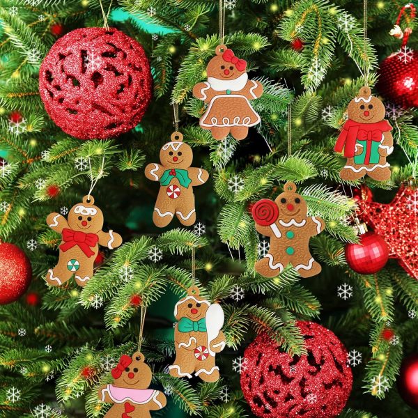 Bigqin 12 Pièces Décorations de Noël Bonhomme en Pain D'épice Ornements Décorations de Noël Pendentifs Suspendus Vacances de Noël Jardin Balcon Porte Couronnes Fenêtre Mignonnes...