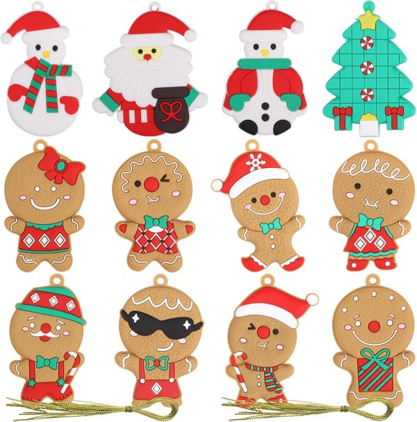 Bigqin 12 Pièces Décorations de Noël Bonhomme en Pain D'épice Ornements Décorations de Noël Pendentifs Suspendus Vacances de Noël Jardin Balcon Porte Couronnes Fenêtre Mignonnes...