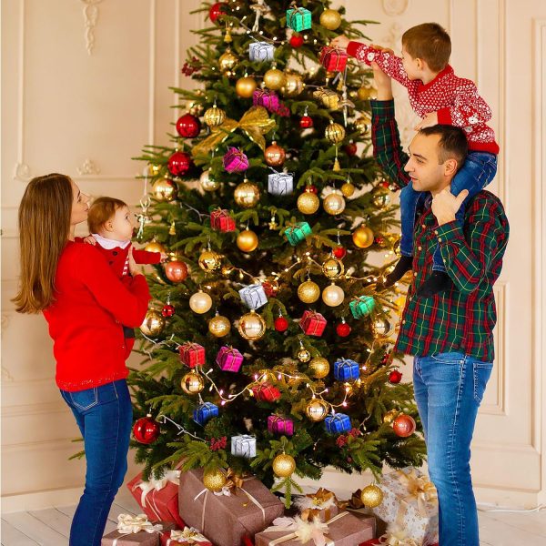 JIEYAO 30pcs Petits Coffrets Cadeaux Sapin de Noël, Mini Coffrets Cadeaux Pendentif Décoration Sapin de Noël Paquet Cadeau Décoratif Décoration Sapin de Noël Pendentif Sapin de...