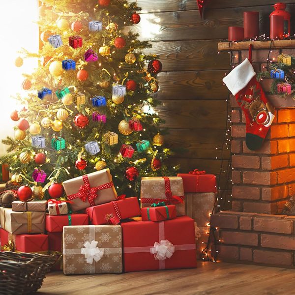 JIEYAO 30pcs Petits Coffrets Cadeaux Sapin de Noël, Mini Coffrets Cadeaux Pendentif Décoration Sapin de Noël Paquet Cadeau Décoratif Décoration Sapin de Noël Pendentif Sapin de...