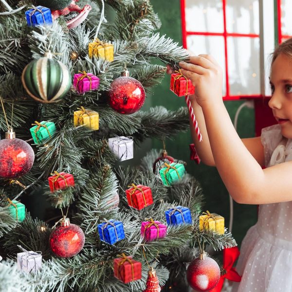 JIEYAO 30pcs Petits Coffrets Cadeaux Sapin de Noël, Mini Coffrets Cadeaux Pendentif Décoration Sapin de Noël Paquet Cadeau Décoratif Décoration Sapin de Noël Pendentif Sapin de...