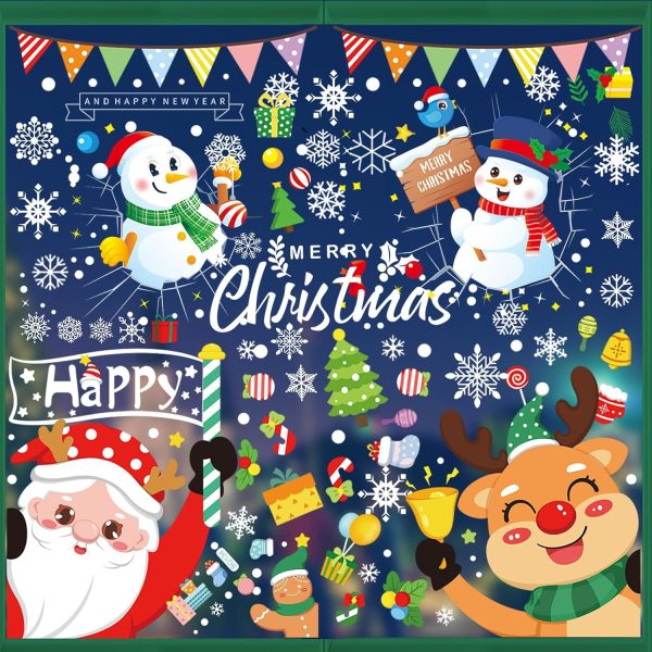 Stickers Noel Fenetre, 383PCS Stickers Autocollant Noel Fenetre Réutilisable Decoration Noel Fenetre Electrostatique PVC Autocollant Noel Fenetre pour Décoration de Fenêtre de...