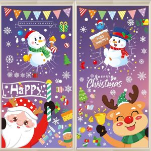 Stickers Noel Fenetre, 383PCS Stickers Autocollant Noel Fenetre Réutilisable Decoration Noel Fenetre Electrostatique PVC Autocollant Noel Fenetre pour Décoration de Fenêtre de...