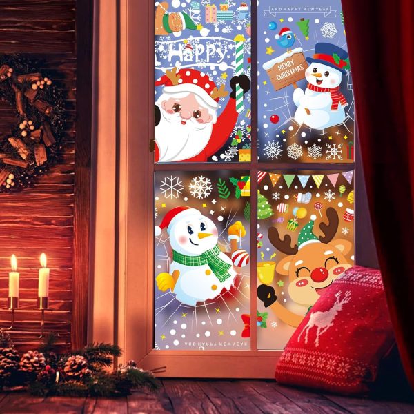 Stickers Noel Fenetre, 383PCS Stickers Autocollant Noel Fenetre Réutilisable Decoration Noel Fenetre Electrostatique PVC Autocollant Noel Fenetre pour Décoration de Fenêtre de...