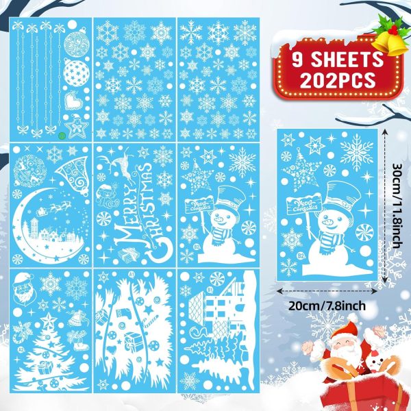 Stickers Noel Fenetre Réutilisable, 202 Autocollant Noel Fenetre Electrostatique Decoration Noel Fenetre, PVC Sapin Flocon de Neige Stickers Fenetre Noel pour Vitre Porte Deco...