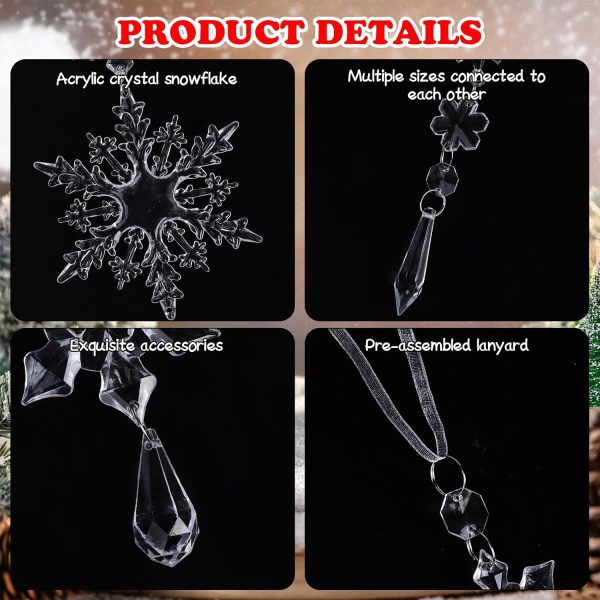 SULOLI 26pcs Transparent Acrylique Flocon de Neige Glaçon Suspendu Pendentif，Décoration de Pendentif en Cristal d'arbre de Noël