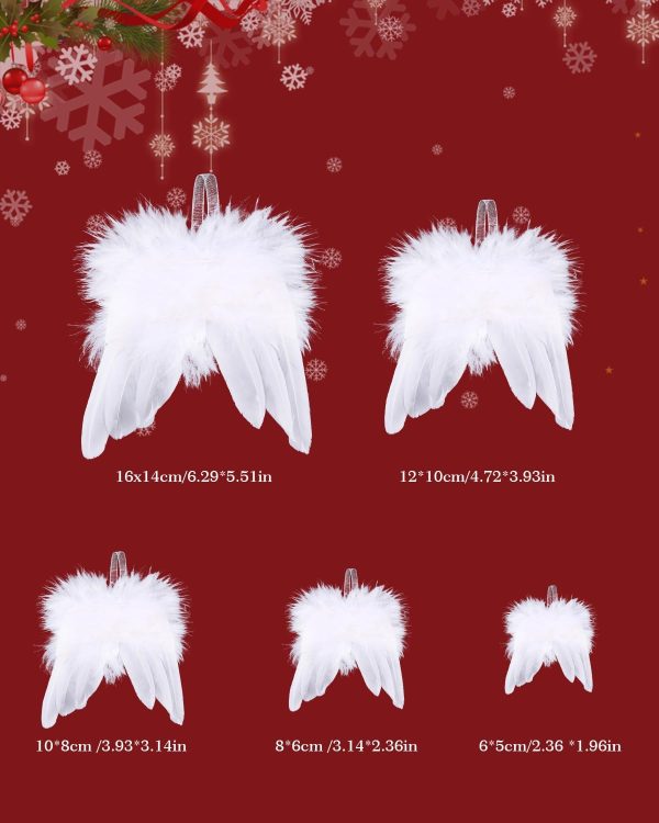 12 pièces Decoration Sapin de Noel Blanc, Plume Blanche décorations de noël, Noel Sapin Blanche Plume, Ailes d'ange en Plumes, Deco Noel Blanc, Blanc de Noël Décorations, Blanc...