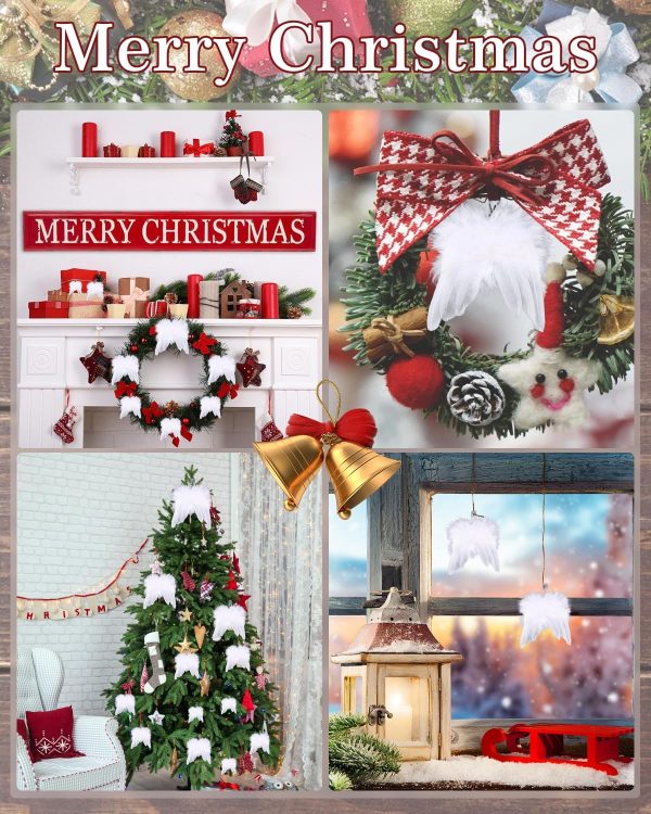 12 pièces Decoration Sapin de Noel Blanc, Plume Blanche décorations de noël, Noel Sapin Blanche Plume, Ailes d'ange en Plumes, Deco Noel Blanc, Blanc de Noël Décorations, Blanc...