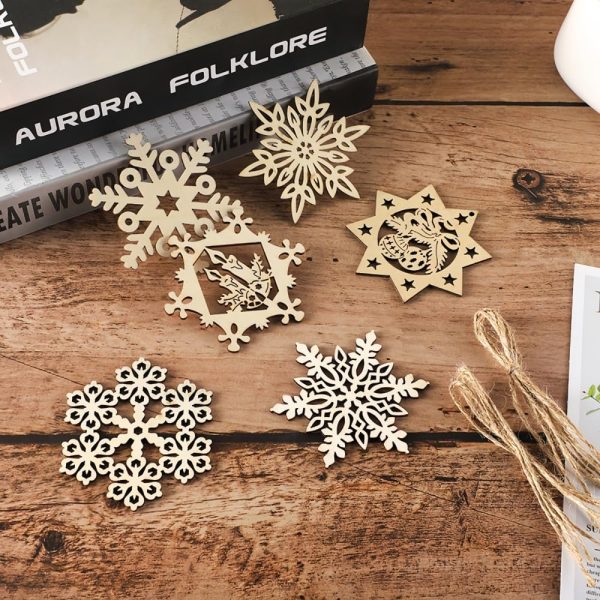 Flocon de Neige Decoration, 30 Pièces Decoration Noel en Bois Naturel, Decoration Noel Sapin en Bois DIY Robustes Durables, peut Être Peint des Deux Côtés pour Créer Des Flocons...