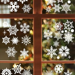 155 Stickers Noel Fenetre Réutilisable, PVC Autocollant Noel Fenetre, Telgoner Decoration Noel Fenetre Statique, Stickers Noël Fenêtre Électrostatique, DIY Autocollant Noel pour...