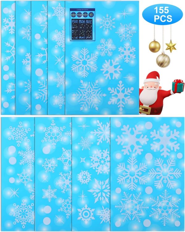155 Stickers Noel Fenetre Réutilisable, PVC Autocollant Noel Fenetre, Telgoner Decoration Noel Fenetre Statique, Stickers Noël Fenêtre Électrostatique, DIY Autocollant Noel pour...