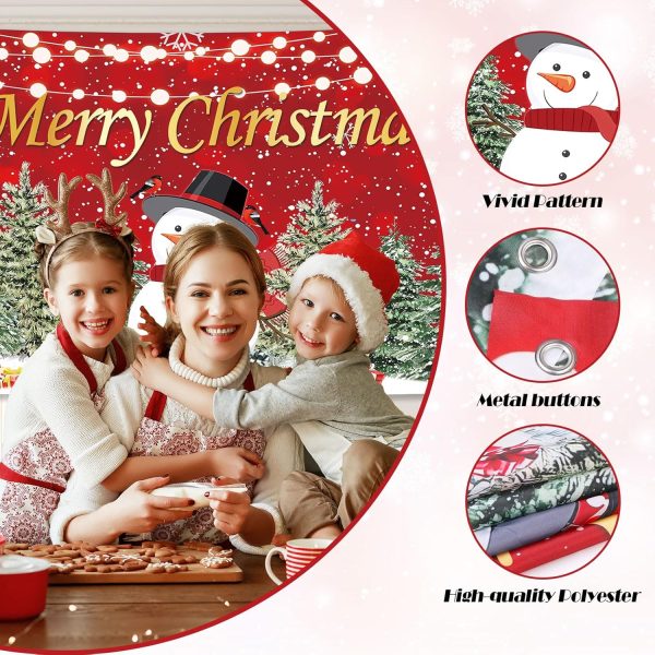 Bigqin Bannière de Noël, 180 x 110 cm, Bannière de Garage d'Noël, Bannière Arrière-plan Imprimée à la Main pour Noël, Décoration Intérieure et Extérieure de Célébration du Nouvel
