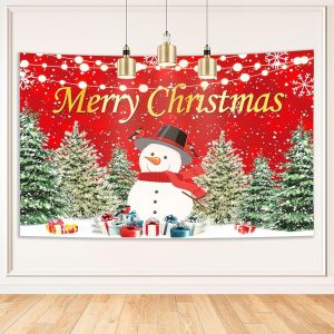 Bigqin Bannière de Noël, 180 x 110 cm, Bannière de Garage d'Noël, Bannière Arrière-plan Imprimée à la Main pour Noël, Décoration Intérieure et Extérieure de Célébration du Nouvel