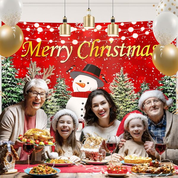 Bigqin Bannière de Noël, 180 x 110 cm, Bannière de Garage d'Noël, Bannière Arrière-plan Imprimée à la Main pour Noël, Décoration Intérieure et Extérieure de Célébration du Nouvel