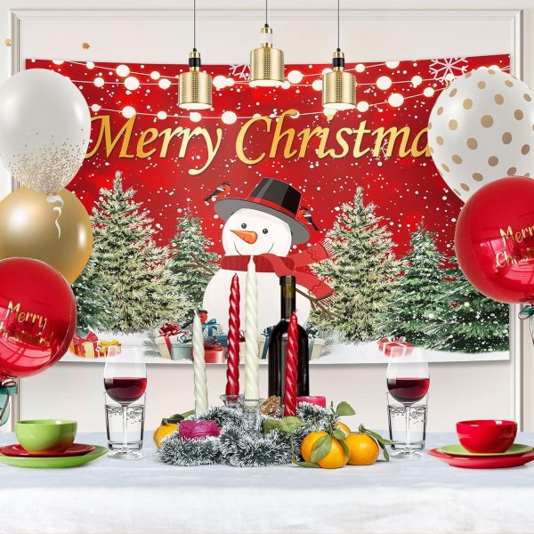Bigqin Bannière de Noël, 180 x 110 cm, Bannière de Garage d'Noël, Bannière Arrière-plan Imprimée à la Main pour Noël, Décoration Intérieure et Extérieure de Célébration du Nouvel