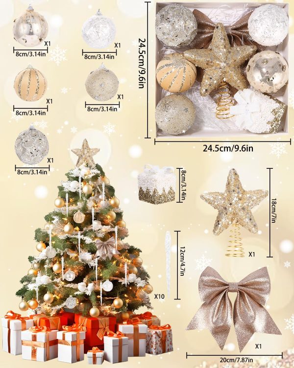 Boules de Noël Incassables pour Sapin - Décorations de Noël Argentées et Dorées avec Fil de Suspension pour la Décoration des Fêtes