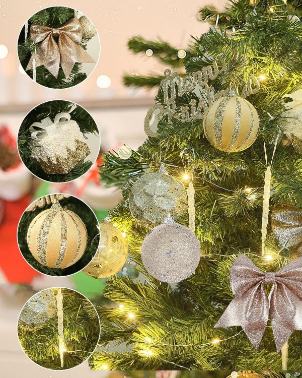 Boules de Noël Incassables pour Sapin - Décorations de Noël Argentées et Dorées avec Fil de Suspension pour la Décoration des Fêtes