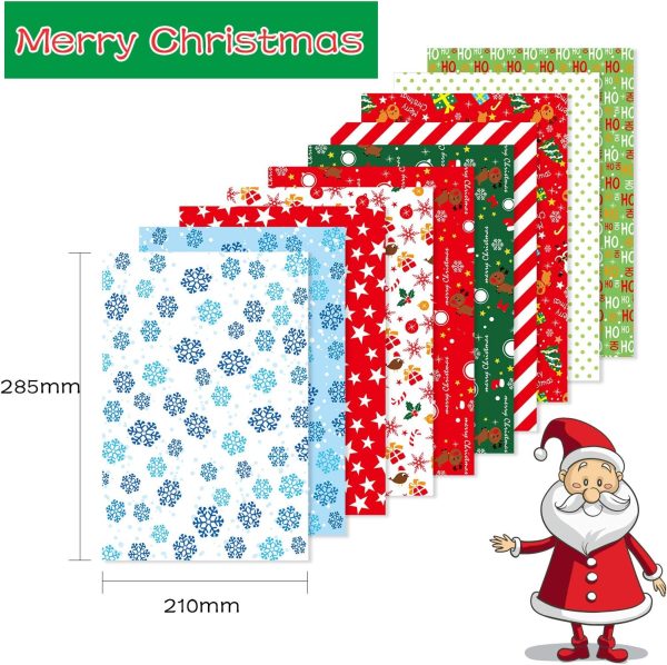 FEPITO 30 feuilles de papier à motif de Noël, papier décoratif A4 pour la fabrication de cartes de décoration de scrapbooking, 10 modèles