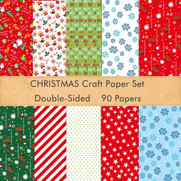 FEPITO 30 feuilles de papier à motif de Noël, papier décoratif A4 pour la fabrication de cartes de décoration de scrapbooking, 10 modèles
