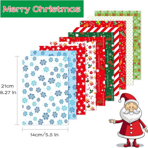 FEPITO 30 feuilles de papier à motif de Noël, papier décoratif A4 pour la fabrication de cartes de décoration de scrapbooking, 10 modèles