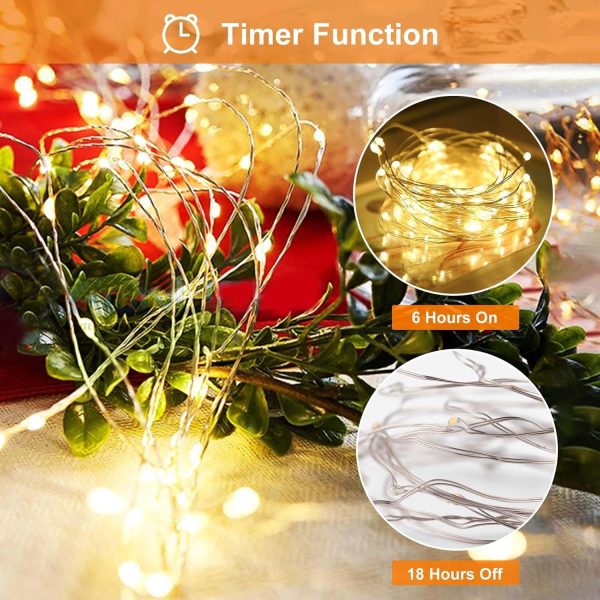 litogo Guirlande Lumineuse a Pile 5M 50LED, [Lot de 1] Guirlande Led à Pile avec Télécommande, Étanche 8 Modes Guirlandes Lumineuse Intérieur Extérieur pour Décor Noël Mariage...