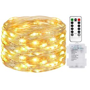 litogo Guirlande Lumineuse a Pile 5M 50LED, [Lot de 1] Guirlande Led à Pile avec Télécommande, Étanche 8 Modes Guirlandes Lumineuse Intérieur Extérieur pour Décor Noël Mariage...