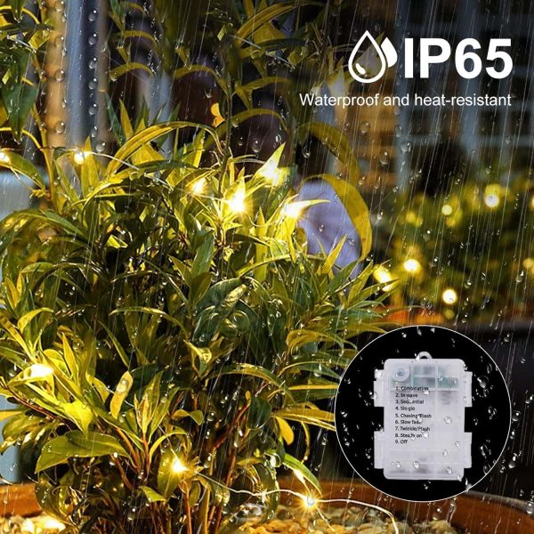 litogo Guirlande Lumineuse a Pile 5M 50LED, [Lot de 1] Guirlande Led à Pile avec Télécommande, Étanche 8 Modes Guirlandes Lumineuse Intérieur Extérieur pour Décor Noël Mariage...