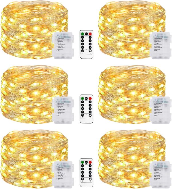 litogo Guirlande Lumineuse a Pile 5M 50LED, [Lot de 1] Guirlande Led à Pile avec Télécommande, Étanche 8 Modes Guirlandes Lumineuse Intérieur Extérieur pour Décor Noël Mariage...