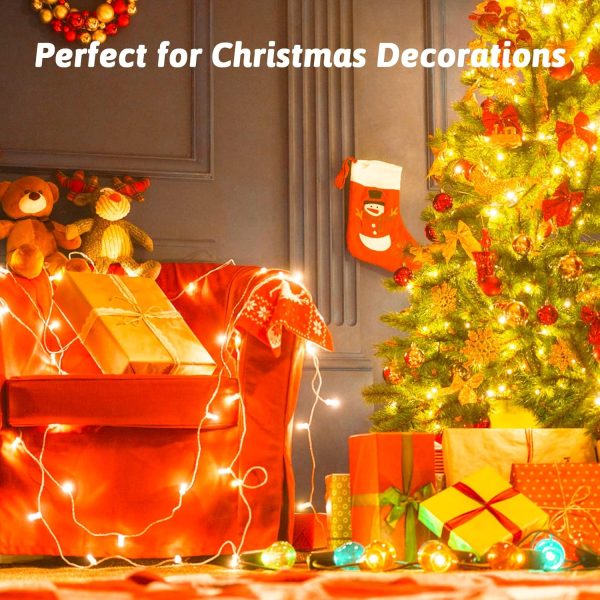 Nouvelles guirlandes lumineuses à piles LED, 3M/9,8Ft 30LED IP65 boîtier de batterie étanche avec minuterie, décoration pour Noël, jardin, pièce extérieure/intérieure (blanc chaud)