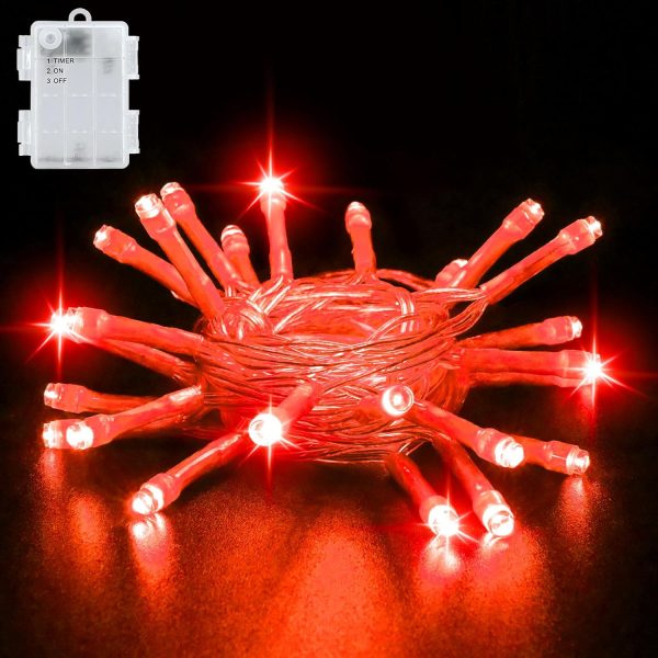 Nouvelles guirlandes lumineuses à piles LED, 3M/9,8Ft 30LED IP65 boîtier de batterie étanche avec minuterie, décoration pour Noël, jardin, pièce extérieure/intérieure (blanc chaud)