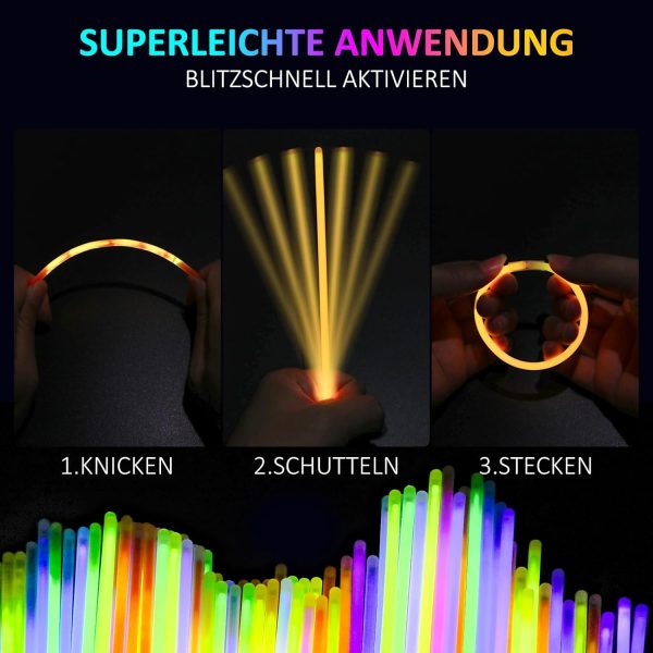 Prtoworior 100 Bracelet Fluorescent Lumineux - 7 Mix Couleurs Bâtons Lumineux&100 Connecteurs Bracelets Fluo Lumineux pour Enfants Adultes Decoration Nouvel an Noël Accessoire