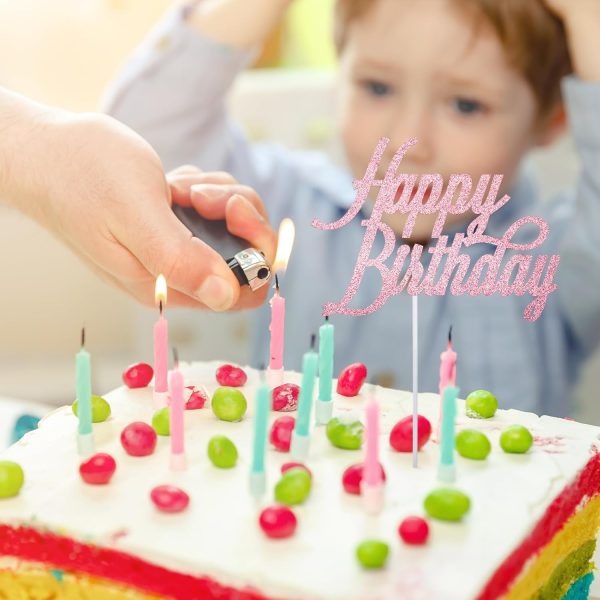 BillyBath 17 PCS Happy Birthday Decoration Gateau Or Rose Gold,Decoration Cake Topper Ballon Étoiles Topper avec Boule de Décoration pour Fête de D'anniversaire Fille