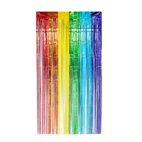 Boland 44763 - Rideau de film plastique arc-en-ciel 200 x 100 cm, décoration de fête pour festival, carnaval ou anniversaire, décoration, rideau de lamelles