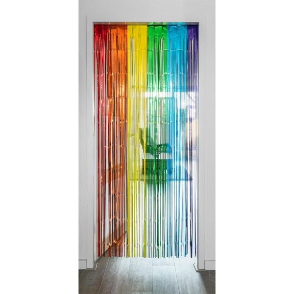 Boland 44763 - Rideau de film plastique arc-en-ciel 200 x 100 cm, décoration de fête pour festival, carnaval ou anniversaire, décoration, rideau de lamelles