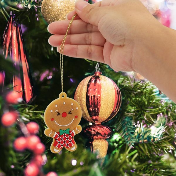 Coicok 12 Pièces Bonhomme Pain d'Epice, Ornements et Décorations pour Sapin de Noël, avec Cordes, pour Cadeaux