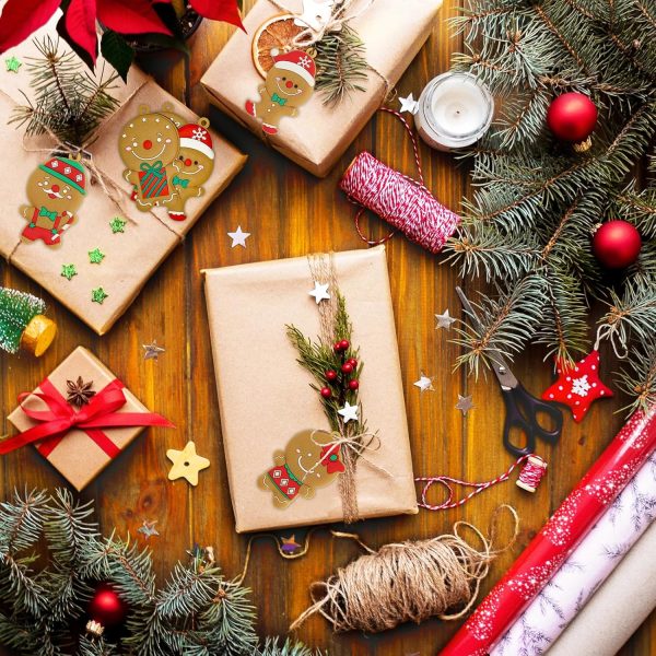 Coicok 12 Pièces Bonhomme Pain d'Epice, Ornements et Décorations pour Sapin de Noël, avec Cordes, pour Cadeaux