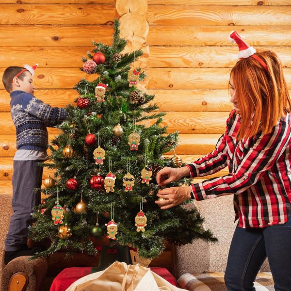 Coicok 12 Pièces Bonhomme Pain d'Epice, Ornements et Décorations pour Sapin de Noël, avec Cordes, pour Cadeaux