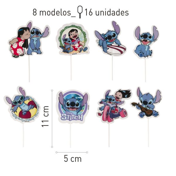 dekora - Cake Topper Stitch "Happy Birthday" - Décoration pour Gâteau d'Anniversaire Adaptée au Contact Alimentaire - Topping en Papier et Plastique pour Décorer les Gâteaux -...