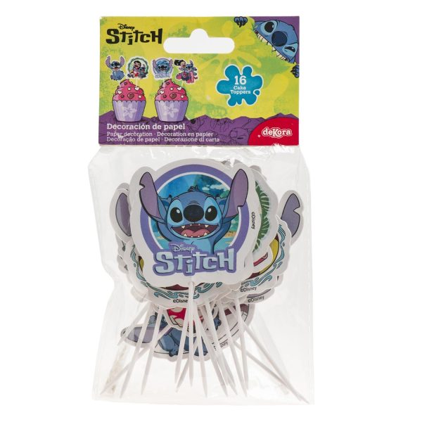 dekora - Cake Topper Stitch "Happy Birthday" - Décoration pour Gâteau d'Anniversaire Adaptée au Contact Alimentaire - Topping en Papier et Plastique pour Décorer les Gâteaux -...