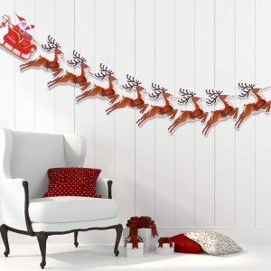 DERAYEE Banderole et Fanions de Noël, Bruant de Rennes, Bannières de Traîneau de Père Noël, Décoration pour Vitre et Maison, Party