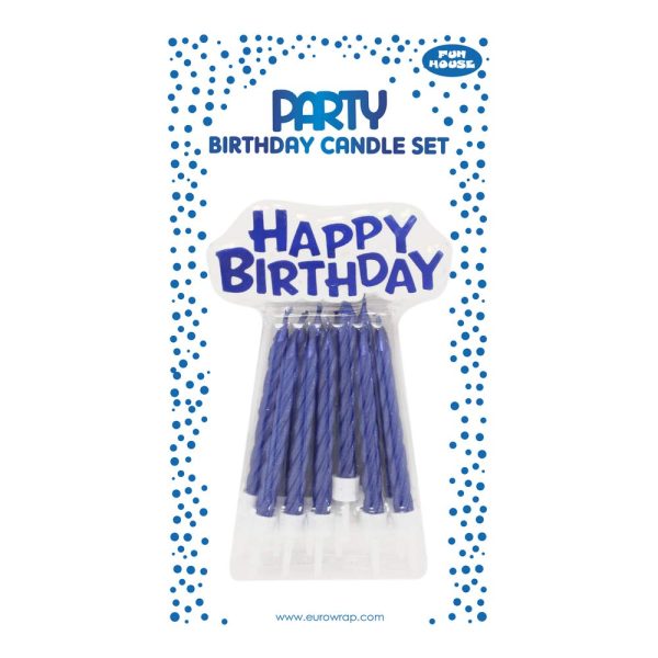 Eurowrap 26577-GC - Un Lot De 12 Bougies D'Anniversaire + 12 Porte-Bougies + Un support "Happy Birthday"- Couleur : Or - Bougies D'anniversaire, Anniversaire, Happy Birthday