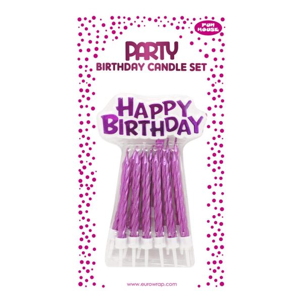 Eurowrap 26577-GC - Un Lot De 12 Bougies D'Anniversaire + 12 Porte-Bougies + Un support "Happy Birthday"- Couleur : Or - Bougies D'anniversaire, Anniversaire, Happy Birthday