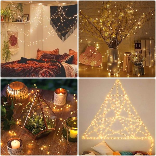 Lepro Guirlande Lumineuse 10M, 100 LED en Cuivre, Imperméable IP65, Lumière Etoilée, Blanc Chaud, pour Décoration Intérieure Extérieure, Jardin, Noël, Anniversaire, Mariage,...
