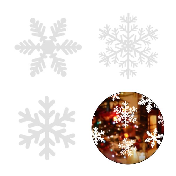 Lynlon Lot de 108 flocons de neige amovibles en PVC statique pour décoration de fenêtre de Noël, portes, vitrines, façades en verre
